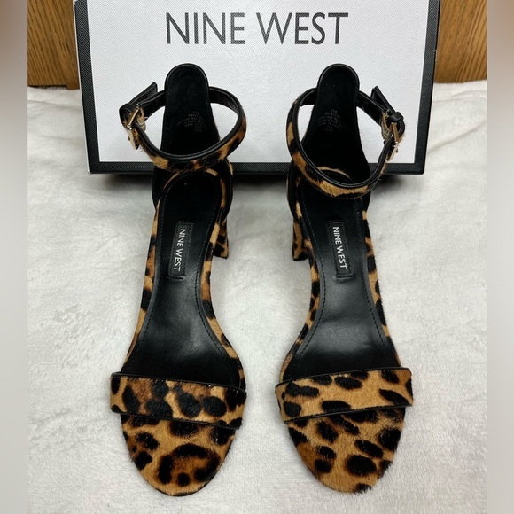 Nine West Pruce Open Toe 2.5” Block Heel Ankle-Strap Sandal Leopard Print 6.5 - Picture 11 of 11
